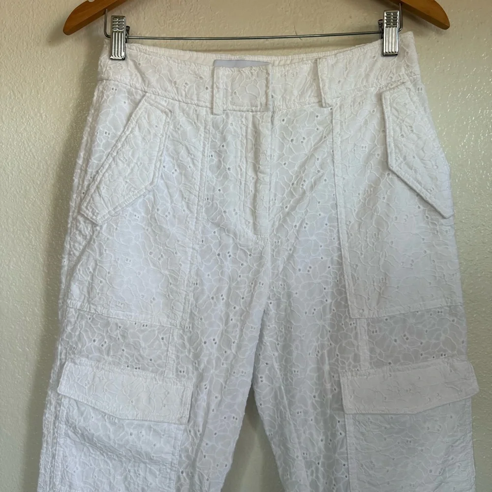 Derek Lam 10 Crosby Mila Utility Eyelet Cargo Pants in White Size 4 - Picture 3 of 12